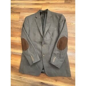 Chaps Mens 42R Gray Houndstooth Sport Coat Wool Jacket Academia NWOT